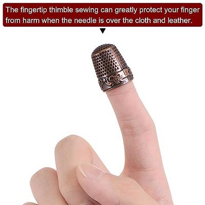 2pcs Sewing Thimble Copper Sewing Thimble Finger Protector, Silver Tone