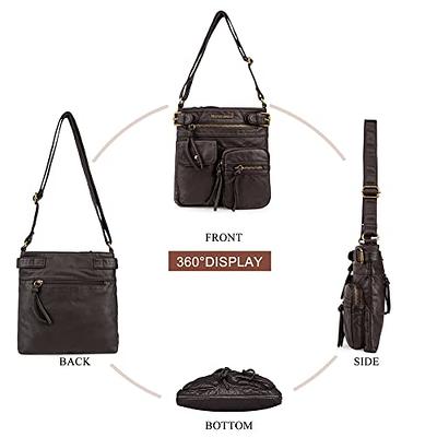 Womens Black Leather Satchel Purse Soft Leather Crossbody Bag For