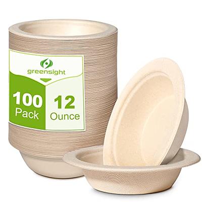 100 Pack] 32 oz Round Disposable Compostable Paper Bowls with Lids  Heavy-Duty, Eco-Friendly Natural Bagasse Unbleached, Heat Resistant, 100%  Biodegradable Salad Bowls Alternative to Plastic 