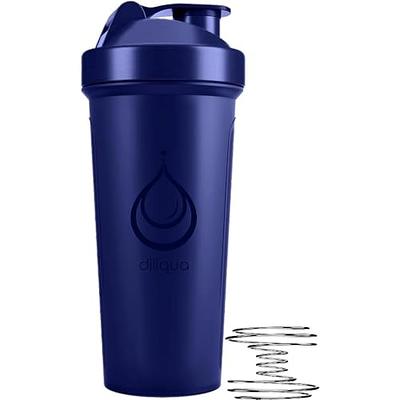 Blender Bottle Shaker Mixer Cup Reusable Silicone Straw - Blue