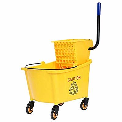 Mind Reader Mobile Heavy Duty Mop Bucket with Down Press Wringer, 22-Quart  Capacity, Yellow