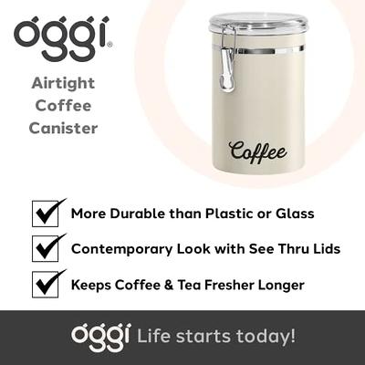 Oggi Stainless Steel Coffee Canister - Warm Gray - 62 oz