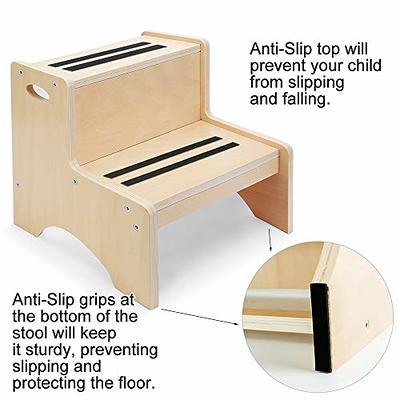 HAJACK Step Stool for Kids, Wood Two Step Children's Stool with Bonus  Safety Non-Slip Mats and Handles, Bathroom Potty Stool& Kitchen Step Stool  for Home Use (Natural) - Yahoo Shopping