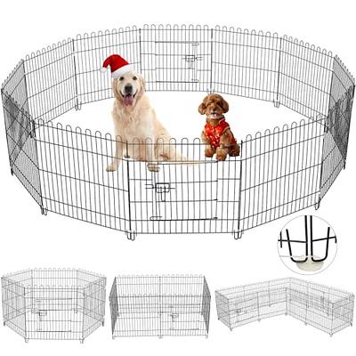 PUKAMI Dog Fence for The Yard, 8 Panels 24”Height x32” Width,Puppy Playpen  for Small Medium Dog Portable Dog Playpen Exercise Pen for Indoor