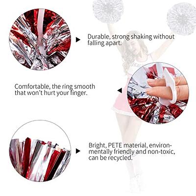 Pack of 2 Cheerleading Pom Poms 12 inch Foil Plastic Metallic Cheerleader  Pom Poms for Cheer Sport Kids Adults Team Spirit Cheering 