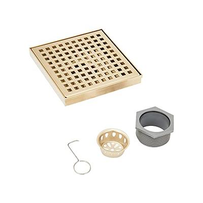 WEBANG 4 inch Square Shower Floor Drain with Flange,Quadrato Pattern Grate Removable,Food-Grade Sus 304 Stainless Steel,Watermark&CUPC Certified