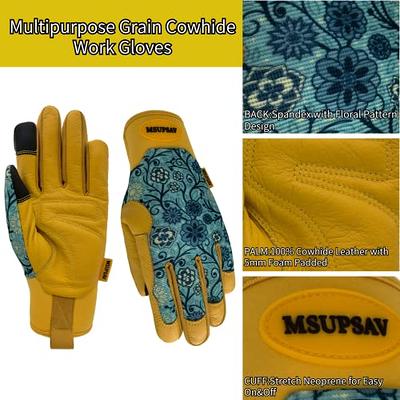 MSUPSAV Thorn Proof&Puncture Resistant Gardening Gloves with Grip,Garden  Gloves for Women, Leather Work Gloves,Gifts