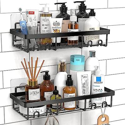 Self-Adhesive Bathroom Shower Shelf ,with 4 Hanging Hooks and 1