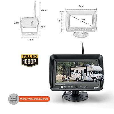 Yuwei Digital Wireless Backup Camera System Kit, AHD1080P, Wireless Rear  View Camera and 7'' LCD Wireless Reversing Monitor for Trailer, RV, Bus