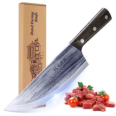 Heavy Duty Meat Cleaver Knife Set Forged in Fire Knives Outdoor Camping  Knife for Fishing Carbon Steel Kitchen Chef Knife for BBQ Collection