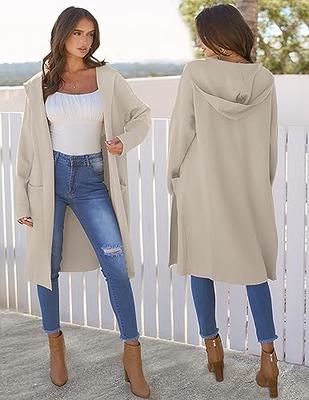 Womens Winter Fashion Cardigan Open Front Coat Solid Knit Hooded Outerwear  Casual Loose Comfy Long Coat (White Medium) : : Clothing, Shoes &  Accessories