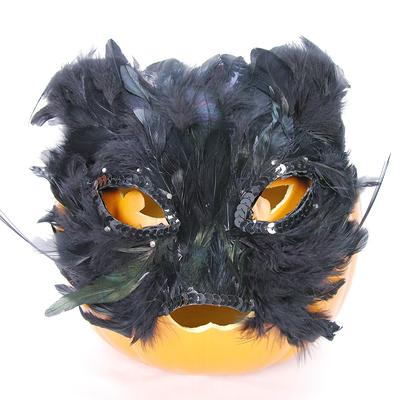 Black Cat mask handmade leather masquerade kitty costume Halloween