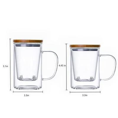 400 ml Tea Mug with Infuser - 13.5 oz Glass Tea Mug with Strainer