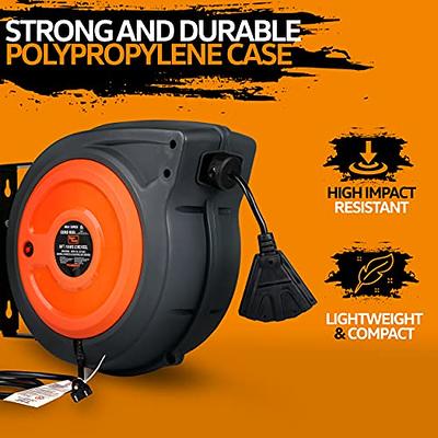 SuperHandy Extension Cord Reel Retractable 16AWG x 50' Feet Long Industrial  Polypropylene Ultra Heavy Duty 3C SJTOW Commercial Premium Grade Ultra  Flexible Cable (S3) Triple Tap Connector - Yahoo Shopping