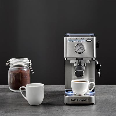 Farberware Espresso Machine, 15 Bar, Silver, Stainless Steel