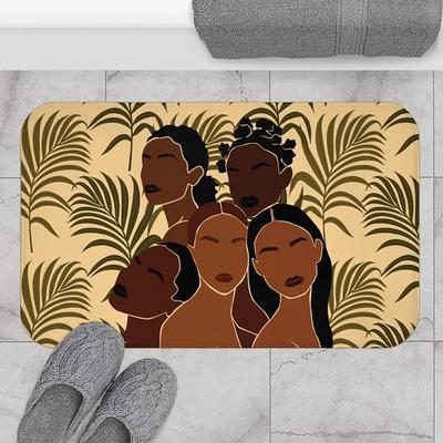 TRUEDAYS Boho Absorbent Bath Mat with Non Slip Backing - Mid Century Modern Washable  Bathroom Rugs - Minimalist