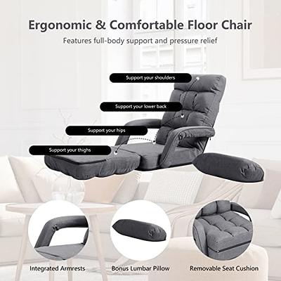 FLOGUOR Foldable Lazy Sofa Bed 14-Position Adjustable Comfy Floor Chair  Chaise Lounge with Armrests and Pillow with Gaming Recliner for Adults with  Foot Rest Futon Sofa 