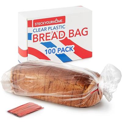 Bread Bags with Ties, Reusable, 100 Clear Bags and 100 Ties, Bread Bags For  Homemade Bread And Bakery Loaf Adjustable Reusable