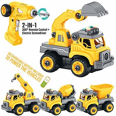 7 in 1 Take Apart Truck Construction Set - Stem Learning Toy w/ Electric Drill, DIY Engineering Building Playset w/ Lights, Sounds