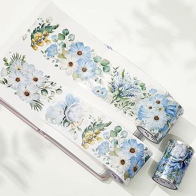 Whaline 12 Rolls Blue Floral Washi Tape Chinoiserie Flower Washi Tape  Vintage Masking Decorative Gift Wrapping Paper Tape for DIY Craft Scrapbook