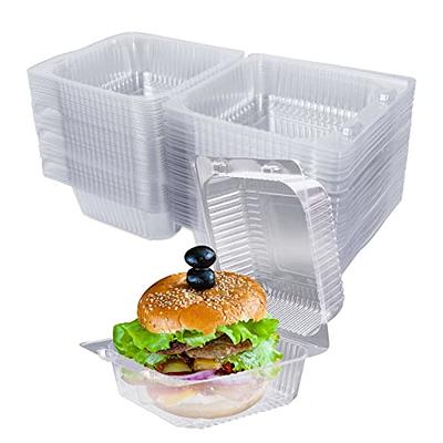 100 Pcs Clear Hinged Plastic Containers with Lids,Individual Cake Slice  Containers,Square Plastic Food Container,Disposable Clamshell Take Out