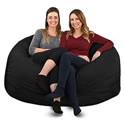 Bean Bag Chair Cover Giant Bean Bag Chairs for Adults 7ft Big Bean Bag  Cover Comfy Large Bean Bag Bed (No Filler,Cover only) Fluffy Lazy Sofa Dark