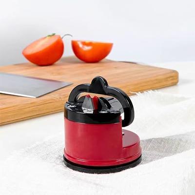 Red Suction Cup Knife Sharpener, Knife Sharpening Tool For Kitchen