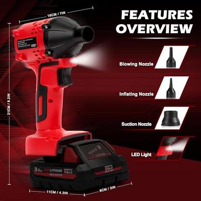 Cordless Leaf Blower for Milwaukee M18 Battery,Electric Jobsite Air Blower with Brushless Motor,6 Variable Speed Up to 180MPH,2-in-1 Handle Electric