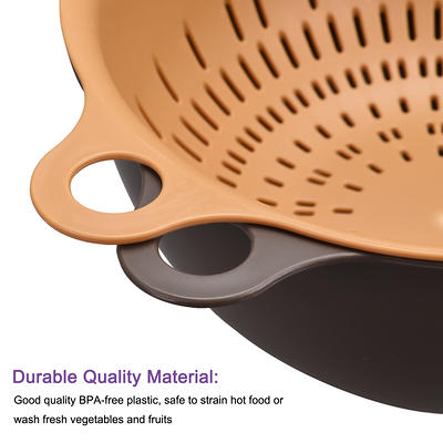 Unique Bargains Colander Set Kitchen Food Strainer Bowl Vegetable Washer  Basket Purple+Purple Large and Small