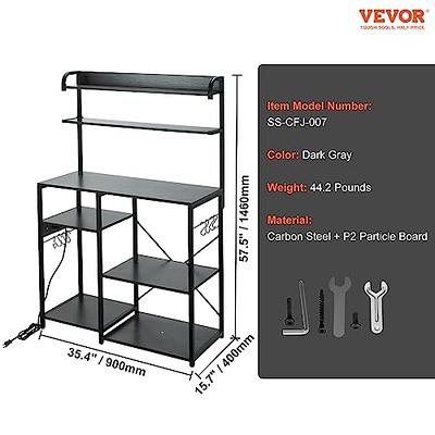 BYBLIGHT Keenyah 39.3 in. x 15.7 in. x 66.9 in. Black 6-Tier Kitchen Baker Racks with Utility Storage Shelf Metal Frame 10-S-Hook