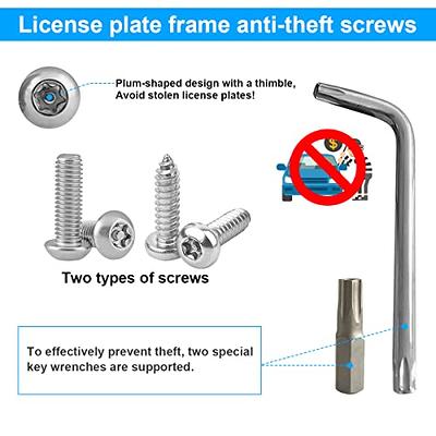 Anti Theft License Plate Screws Kits, Rustproof Stainless Steel