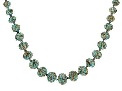 Turquoise Graduated Bead Rhodium Over Silver Strand Necklace - Yahoo  Shopping