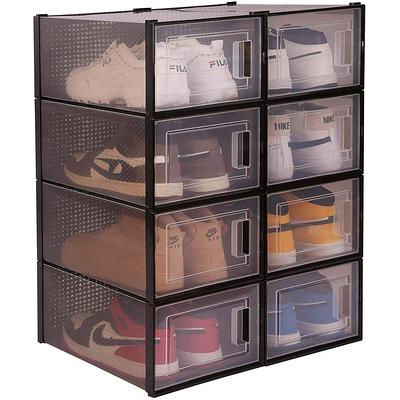 PINKPUM Stackable Plastic Storage Basket-Foldable Closet Organizers an