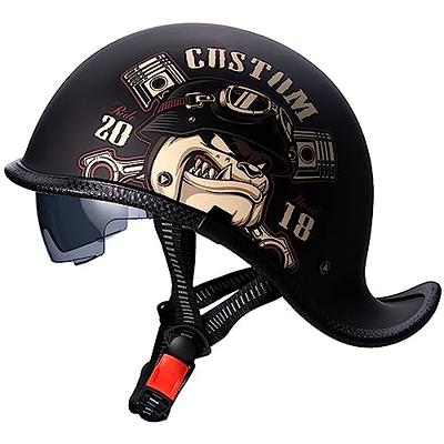 FVCNGP Men Women Motorcycle Half Helmet with UV Visor Vintage