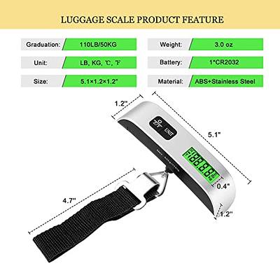 Camry Digital Luggage Scale, Portable Handheld Baggage Scale for Travel,  Suitcase Scale with Hook,110 Pounds, Battery Included