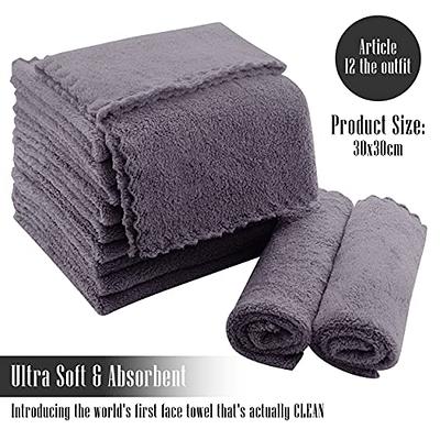 12 Pack Premium Washcloths Set - Quick Drying- Soft Microfiber