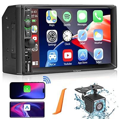 Double Din Car Stereo with Wireless Apple CarPlay and Android Auto, 7-Inch  FHD Touchscreen Car Audio Receiver with Backup Camera, Bluetooth, Car Radio  with FM, USB/TF/AUX Port, Mirror Link, Subwoofer 