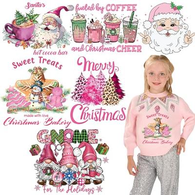 Christmas Iron on Patches for Clothes HTV Heat Transfer Vinyl Christmas Iron  on Transfers Stickers Christmas