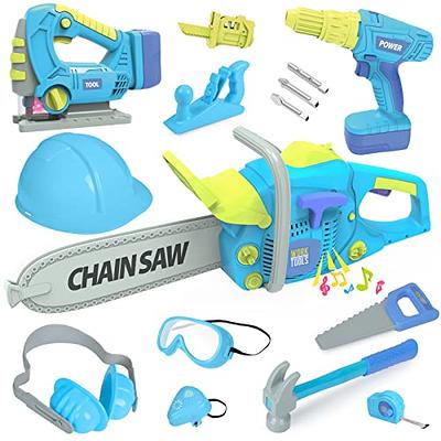 Geyiie Kids Tool Set with Power Toy Drill, 27 Pieces Pretend Play Tool Kit for Children Construction Toy Tool Sets, Great Gift for 3 4 5 6 7 Year Old