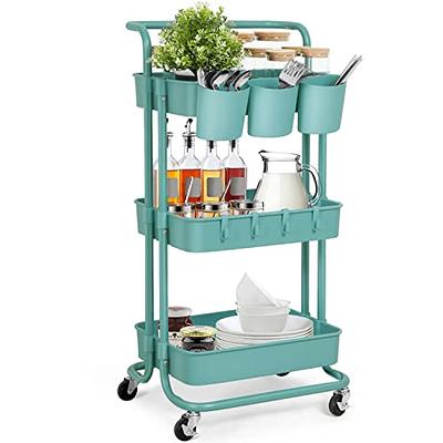 Rolling Metal Art Cart - Teal