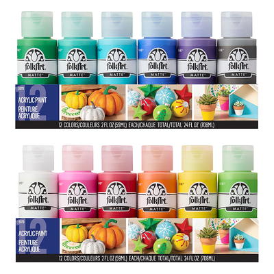 Caliart Acrylic Paint Set With 12 Brushes, 24 Colors  