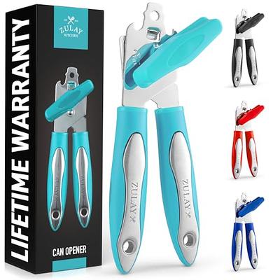 Zulay Kitchen Can Opener Handheld - Durable Manual Can Opener Smooth Edge  Cut Stainless Steel Blades - Heavy-Duty Can Opener Manual with Comfortable  Grip Handle and Large Turn Knob (Light Blue) 
