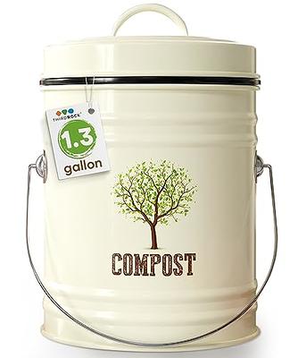 Abakoo Stainless Steel Compost Bin for Kitchen Countertop Compost Bucket  Kitchen Pail Compost with Lid 1.3 Gallon-Includes 4 Filters