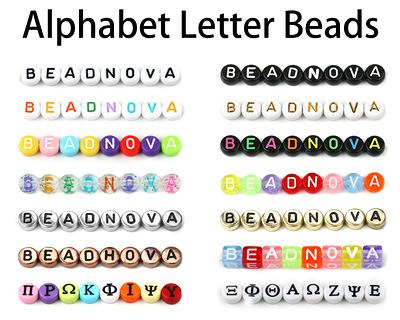 Buy 7mm Alphabet Beads, White and Gold Letter Beads Name Making