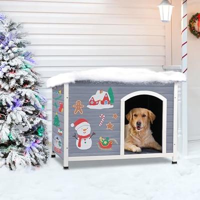 A4Pet Medium Dog House Outside, Wooden Dog House Dog Kennel with Waterproof  Roof & Lifted Feet Pad for Medium Dogs