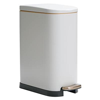 Soft Close, Rectangular Trash Can 10L with Anti - Bag Slip Liner and Lid,  Use as Mini Garbage Basket, Slim Dust Bin, or Decor in Bathroom, Restroom,  Kitchen, or Bedroom (10L /