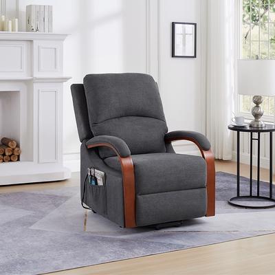 Power Lift Remote Recliner Chair for Elderly, Linen Fabric Upholstery,  Brown