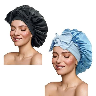 Satin Bonnet Silk Bonnet for Sleeping Silk Sleep Cap Double Layer Hair  Bonnet with Elastic Tie Band for Curly Hair Night Cap