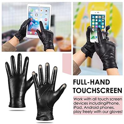 Work Gloves Touch Screen Flex Grip Winter Gloves Warm Fleece Driving Gloves  Windproof Outdoor For Men Women,Black (Small)
