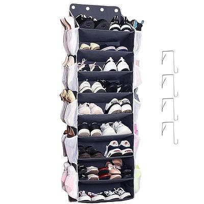 SLEEPING LAMB Short Hanging Shoe Organizer for Closet Storage with Mesh  Side Pockets Holds 8 Pairs, Hanging Shoe Rack Hanger RV, Camper, Grey